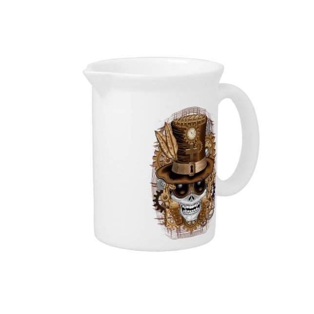 Skull Steampunk Voodoo Retro Machine Beverage Pitcher (Right)