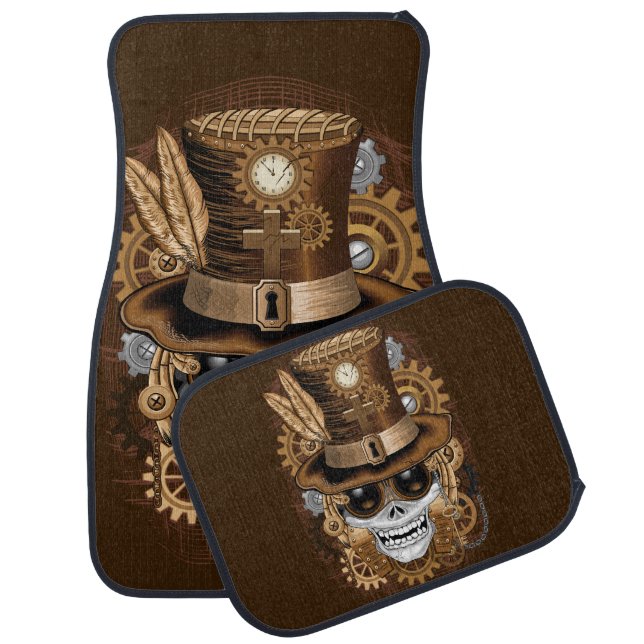 Skull Steampunk Voodoo Retro Machine Car Floor Mat (Set)