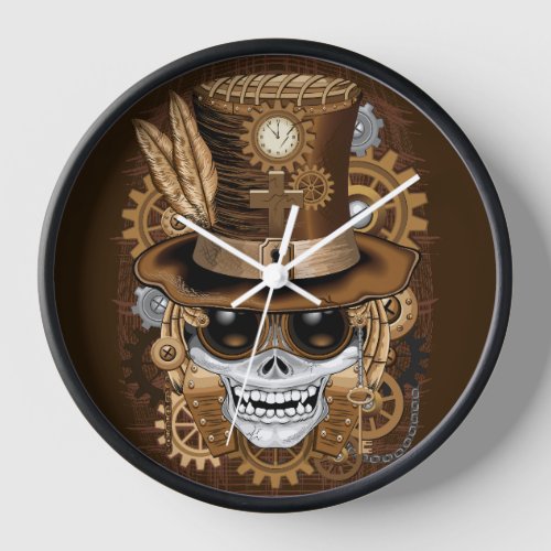 Skull Steampunk Voodoo Retro Machine Clock