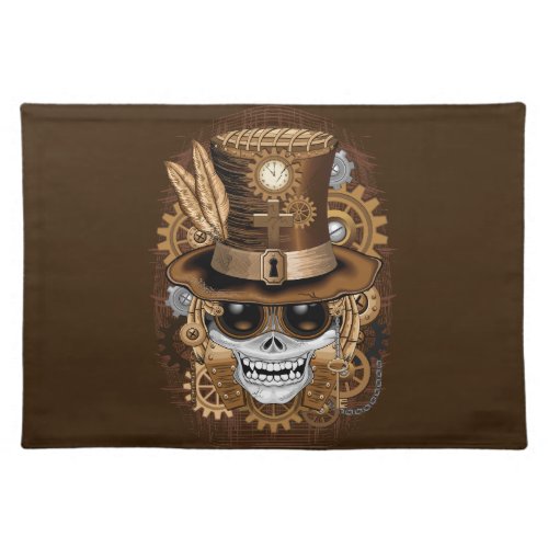 Skull Steampunk Voodoo Retro Machine Cloth Placemat