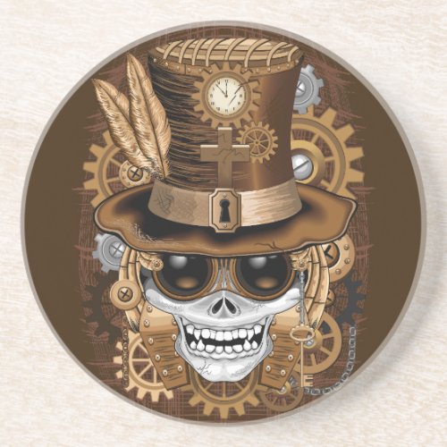 Skull Steampunk Voodoo Retro Machine Coaster