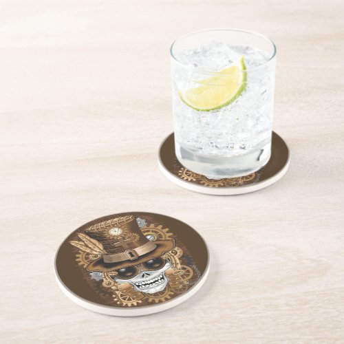 Skull Steampunk Voodoo Retro Machine Coaster