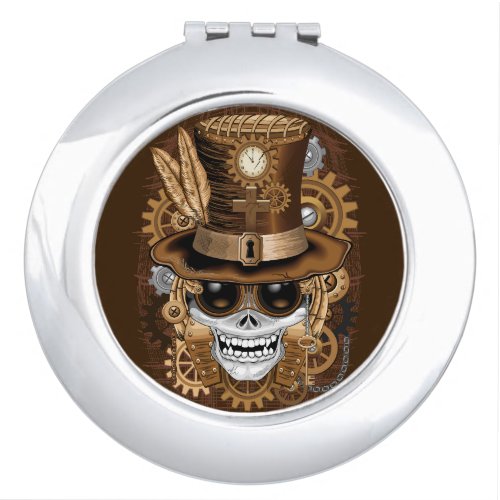 Skull Steampunk Voodoo Retro Machine Compact Mirror