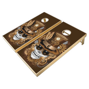 Skull Steampunk Voodoo Retro Machine Cornhole Set