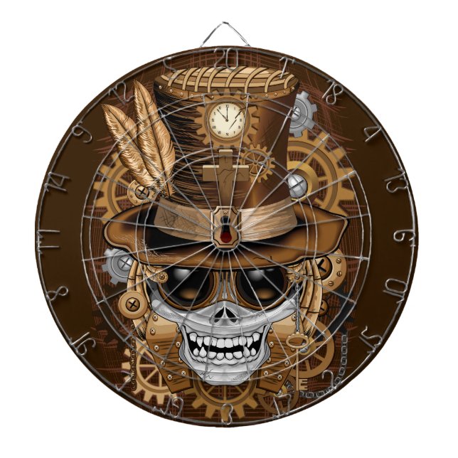 Skull Steampunk Voodoo Retro Machine Dart Board (Front)