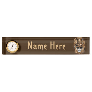 Skull Steampunk Voodoo Retro Machine Desk Name Plate