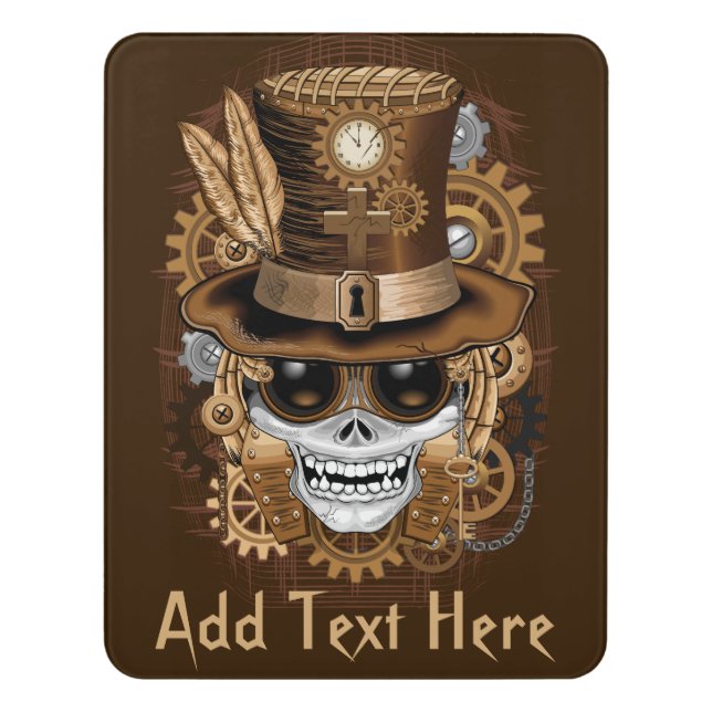 Skull Steampunk Voodoo Retro Machine Door Sign (Contemporary Vert)