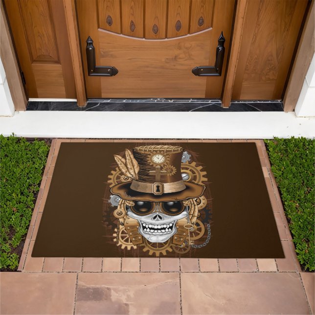 Skull Steampunk Voodoo Retro Machine Doormat (Outdoor)