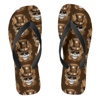 Skull Steampunk Voodoo Retro Machine Flip Flops