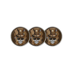 Skull Steampunk Voodoo Retro Machine Golf Ball Marker