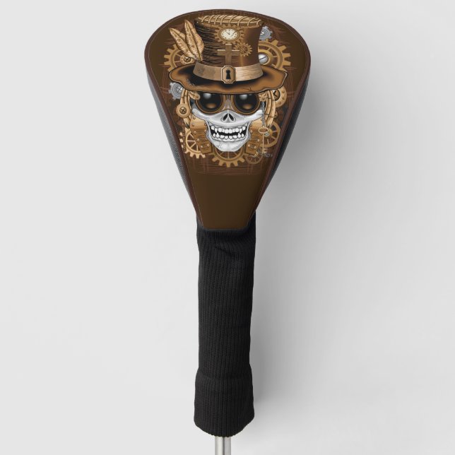 Skull Steampunk Voodoo Retro Machine Golf Head Cover (Front)