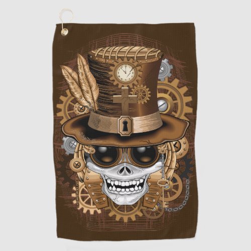 Skull Steampunk Voodoo Retro Machine Golf Towel