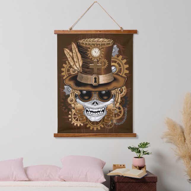 Skull Steampunk Voodoo Retro Machine Hanging Tapestry (Bedroom)