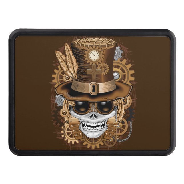 Skull Steampunk Voodoo Retro Machine Hitch Cover (Front)