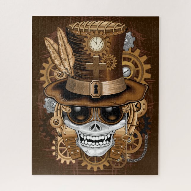 Skull Steampunk Voodoo Retro Machine Jigsaw Puzzle (Vertical)