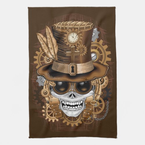 Skull Steampunk Voodoo Retro Machine Kitchen Towel