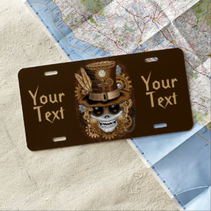 Skull Steampunk Voodoo Retro Machine License Plate