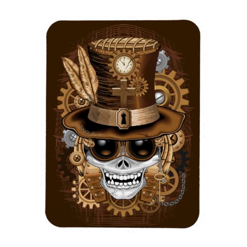 Skull Steampunk Voodoo Retro Machine Magnet