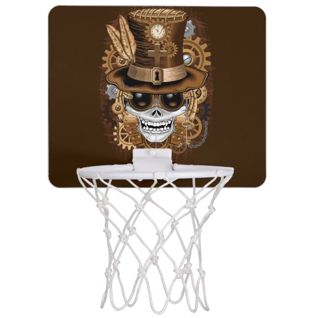 Skull Steampunk Voodoo Retro Machine Mini Basketball Hoop (Front)