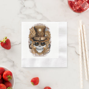 Skull Steampunk Voodoo Retro Machine Napkins