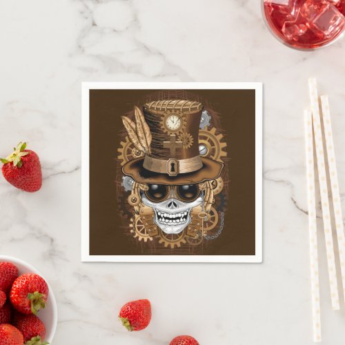 Skull Steampunk Voodoo Retro Machine Napkins