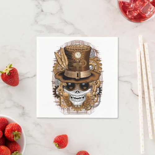 Skull Steampunk Voodoo Retro Machine Napkins