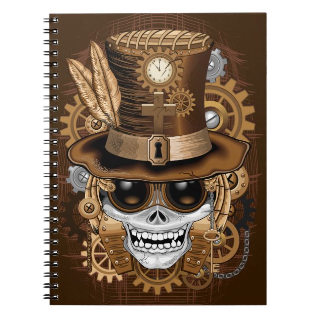 Skull Steampunk Voodoo Retro Machine Notebook (Front)