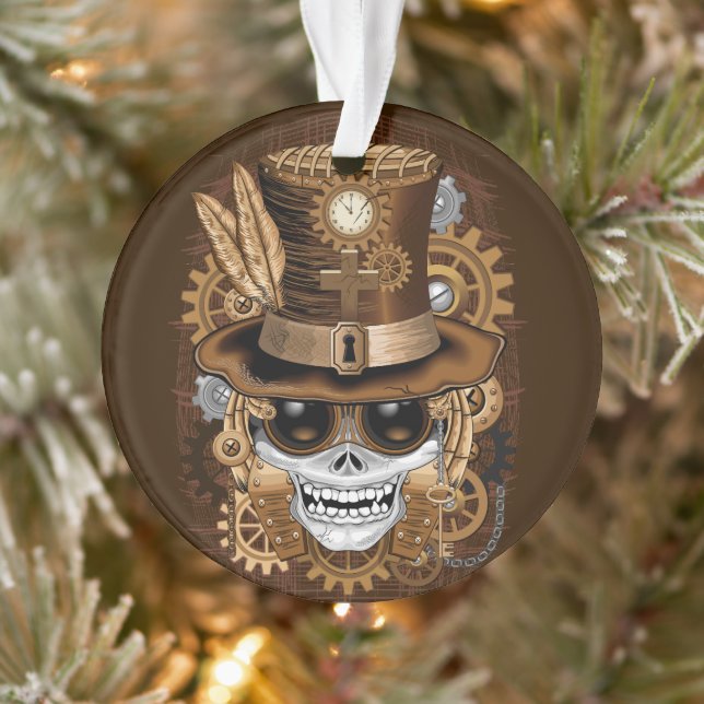 Skull Steampunk Voodoo Retro Machine Ornament (Tree)