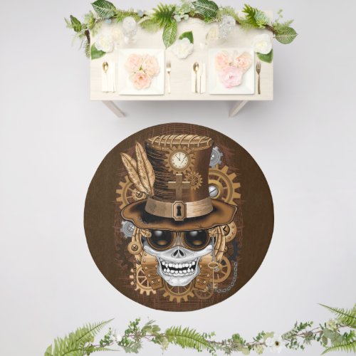 Skull Steampunk Voodoo Retro Machine Outdoor Rug