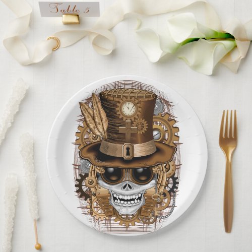 Skull Steampunk Voodoo Retro Machine Paper Plates