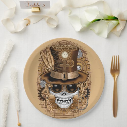 Skull Steampunk Voodoo Retro Machine Paper Plates