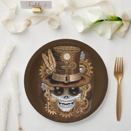 Skull Steampunk Voodoo Retro Machine Paper Plates