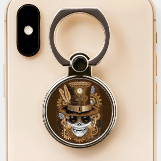 Skull Steampunk Voodoo Retro Machine Phone Ring Stand