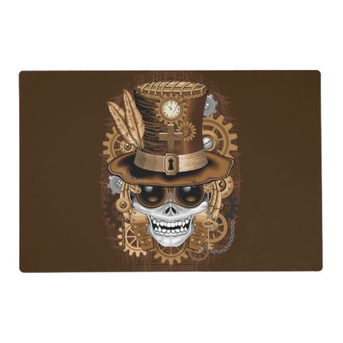 Skull Steampunk Voodoo Retro Machine Placemat