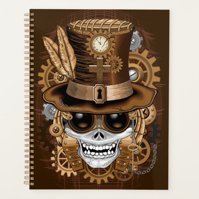 Skull Steampunk Voodoo Retro Machine Planner (Front)