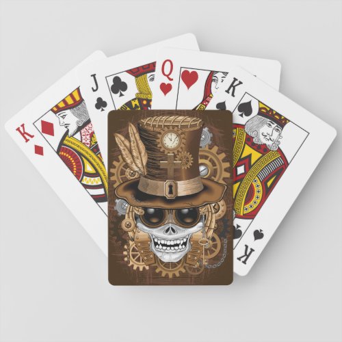 Skull Steampunk Voodoo Retro Machine Poker Cards