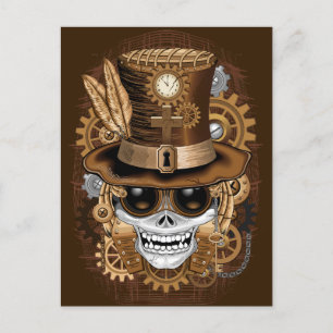 Skull Steampunk Voodoo Retro Machine Postcard