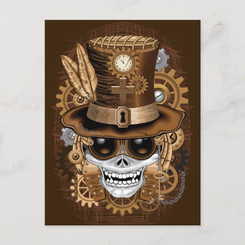 Skull Steampunk Voodoo Retro Machine Postcard