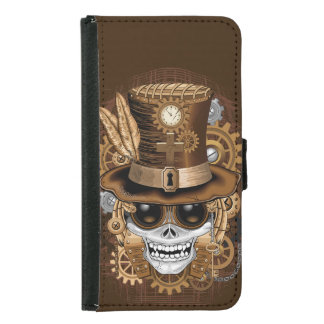 Skull Steampunk Voodoo Retro Machine Samsung Galaxy S5 Wallet Case
