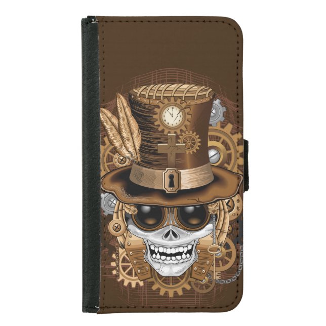 Skull Steampunk Voodoo Retro Machine Samsung Galaxy Wallet Case (Front)