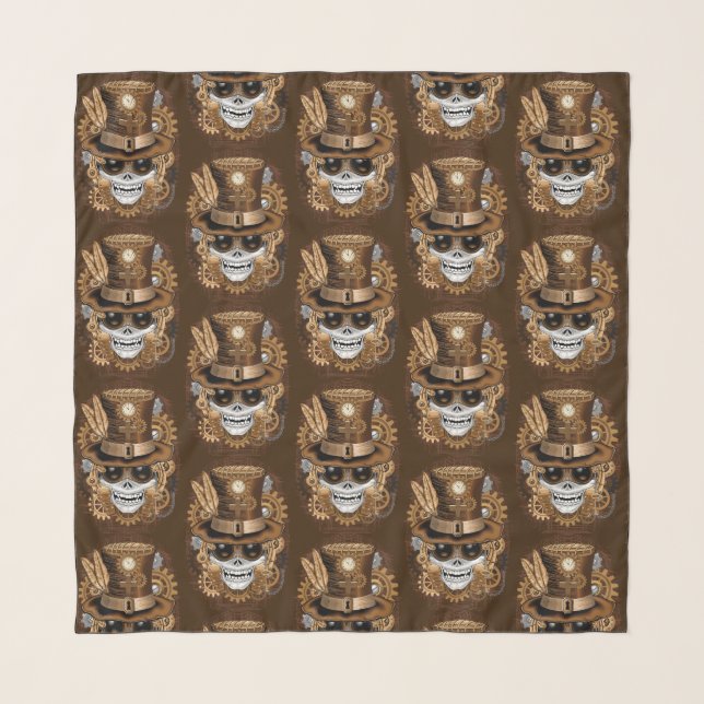 Skull Steampunk Voodoo Retro Machine Scarf (Front)