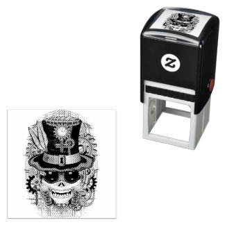 Skull Steampunk Voodoo Retro Machine Self-inking Stamp