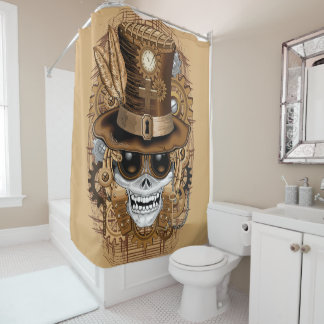 Skull Steampunk Voodoo Retro Machine Shower Curtain