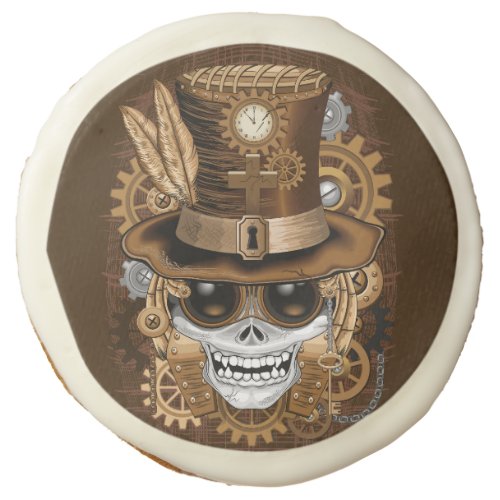 Skull Steampunk Voodoo Retro Machine Sugar Cookie