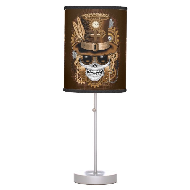 Skull Steampunk Voodoo Retro Machine Table Lamp (Front)