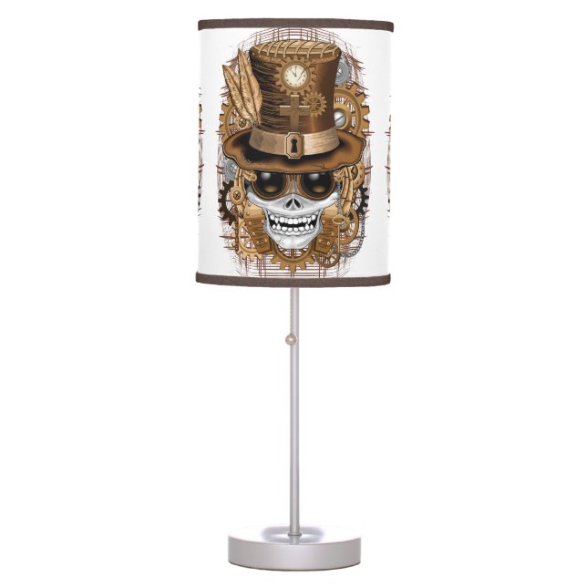 Skull Steampunk Voodoo Retro Machine Table Lamp (Front)