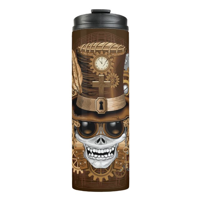Skull Steampunk Voodoo Retro Machine Thermal Tumbler (Front)