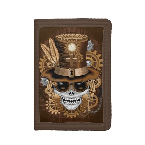 Skull Steampunk Voodoo Retro Machine Trifold Wallet