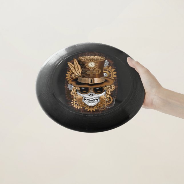 Skull Steampunk Voodoo Retro Machine Wham-O Frisbee (In Hand)