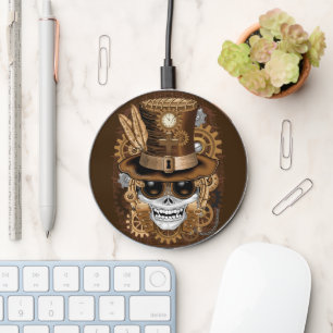 Skull Steampunk Voodoo Retro Machine Wireless Charger